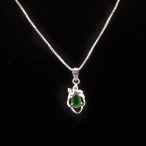 Natural Chrome Diopside 925 Sterling Silver Pendant, Faceted Green Gemstone